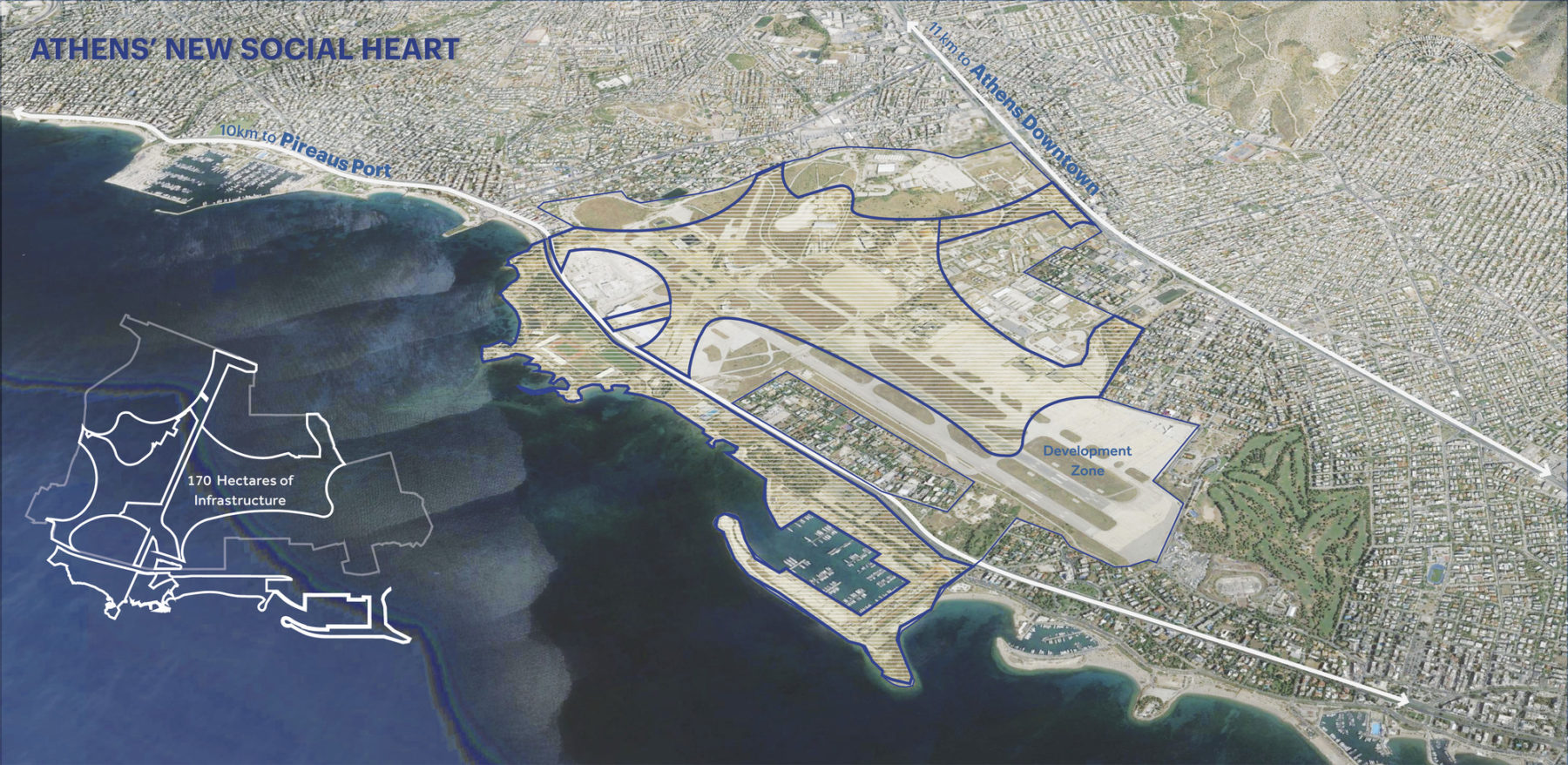 aerial diagram of site highlighting connections to nearby attractions