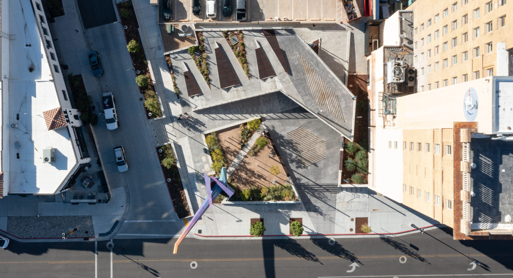 aerial photograph of Dumke Arts Plaza Ogden Nine Rails Creative District