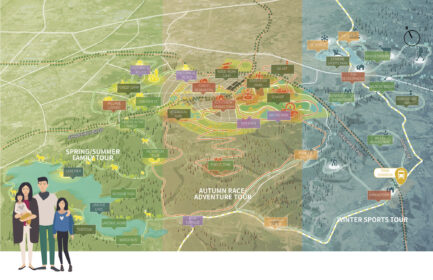 Diagram and renderings of large-scale park master plan in China