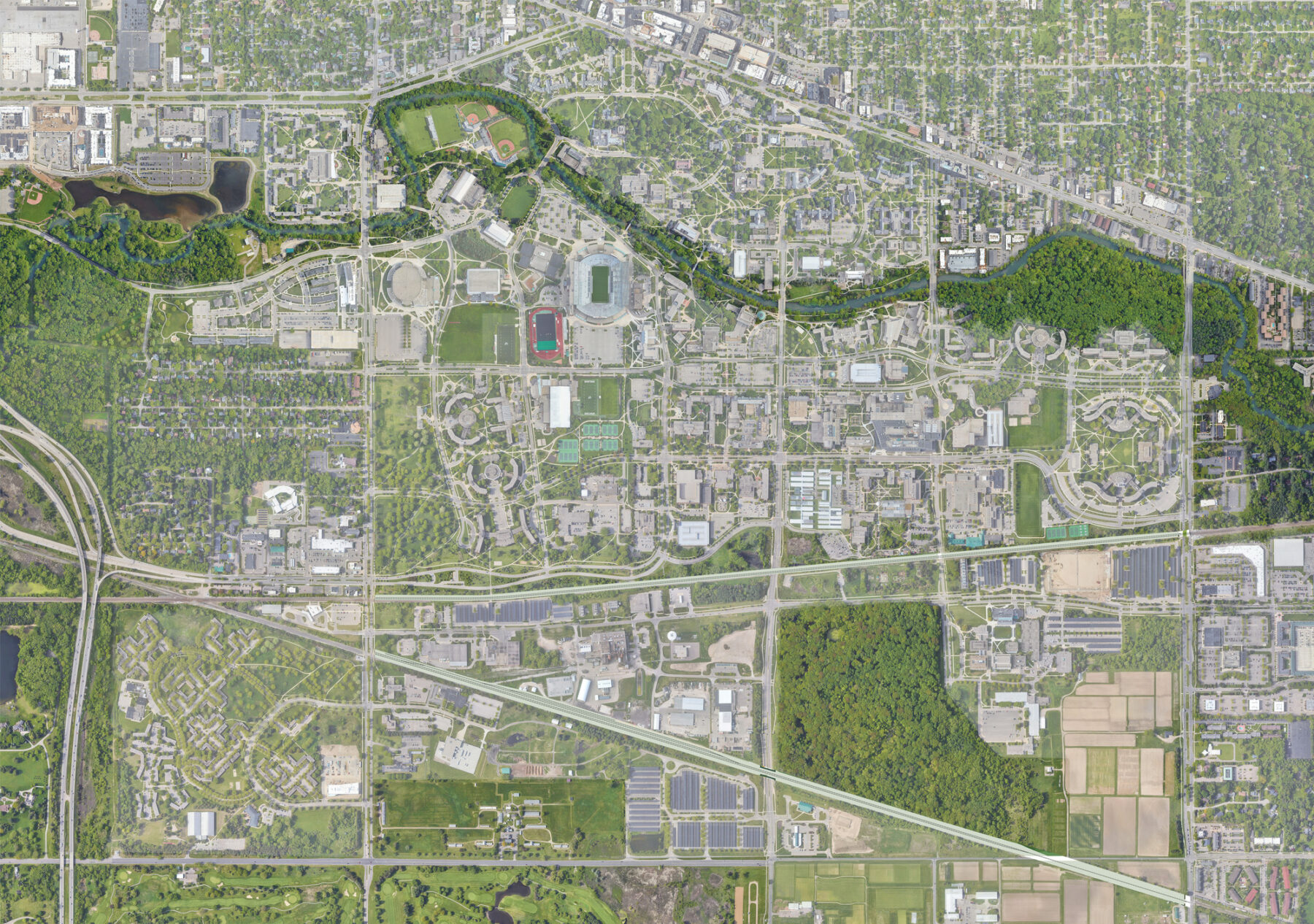 Google earth map of Michigan State University's campus