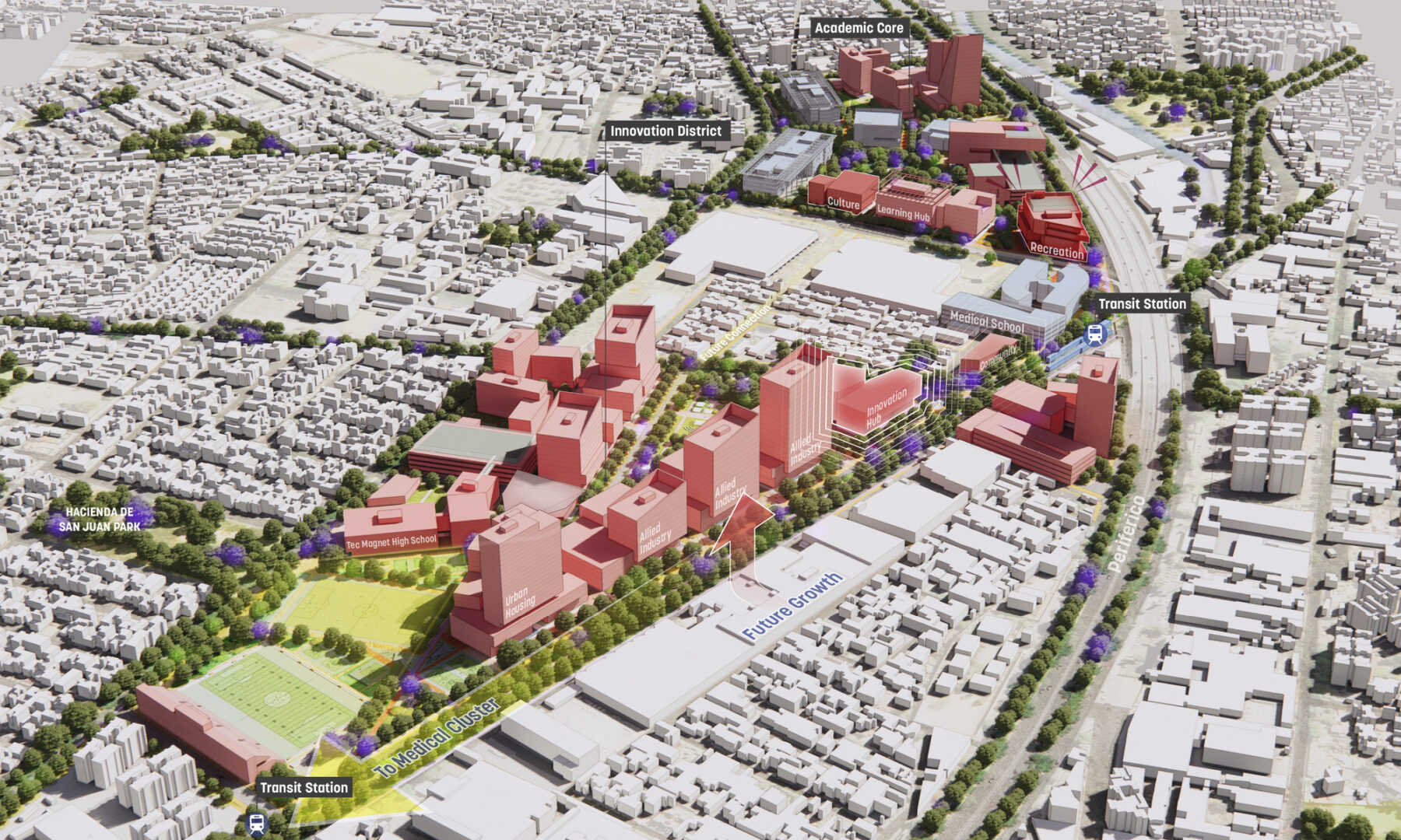 illustrative site plan showing proposed buildings