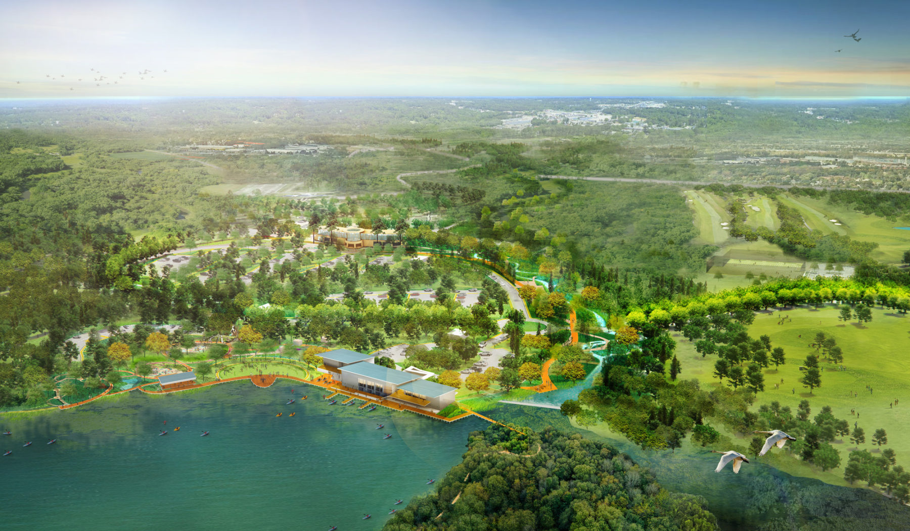 Aerial rendering of the full vision for the park