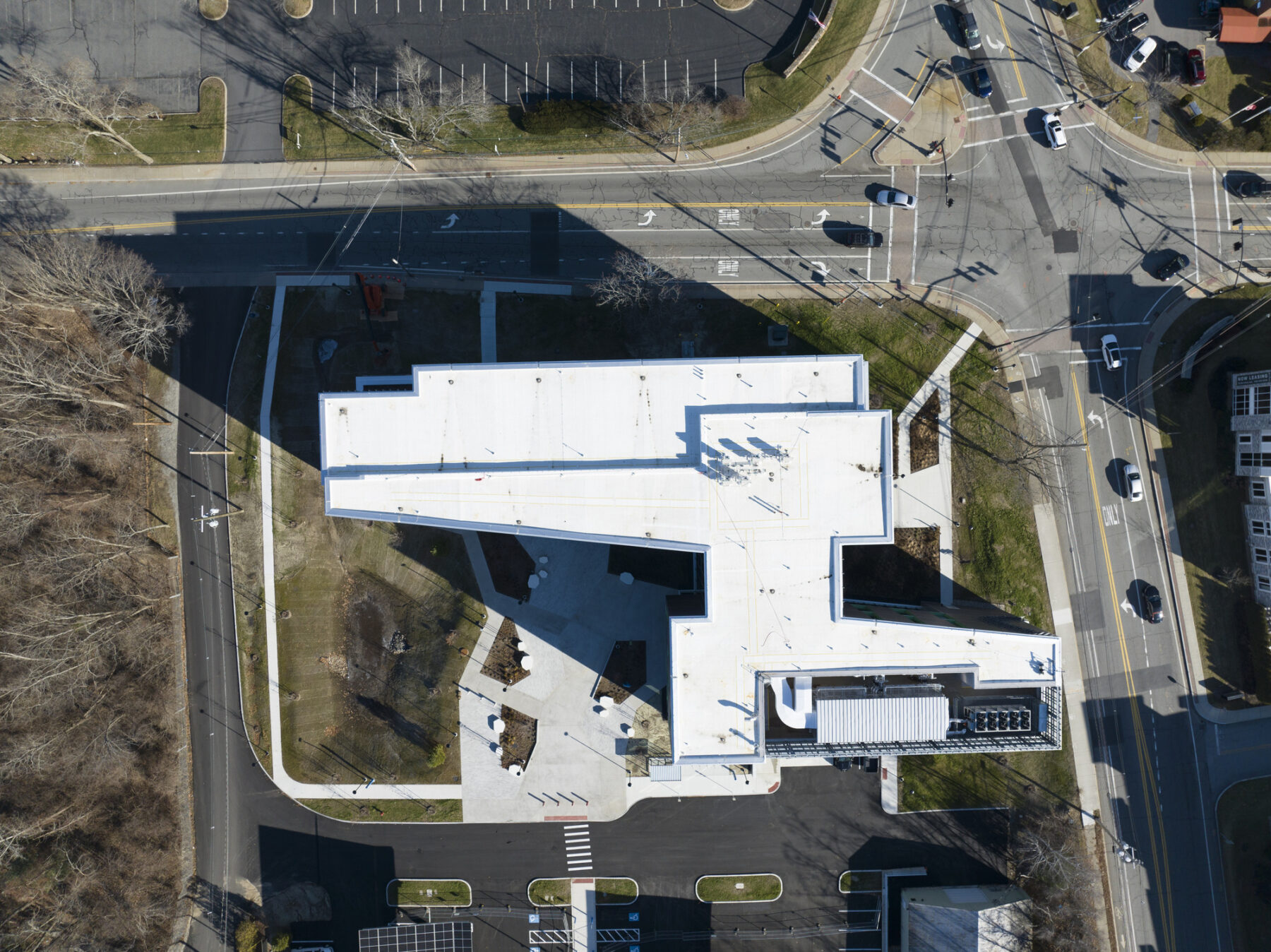 aerial shot of building