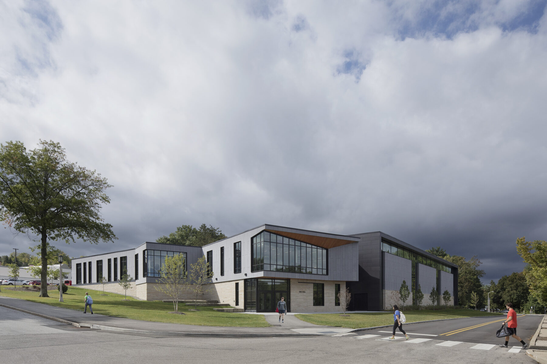 exterior photograph of recreation facility at intersection. Northeast corner