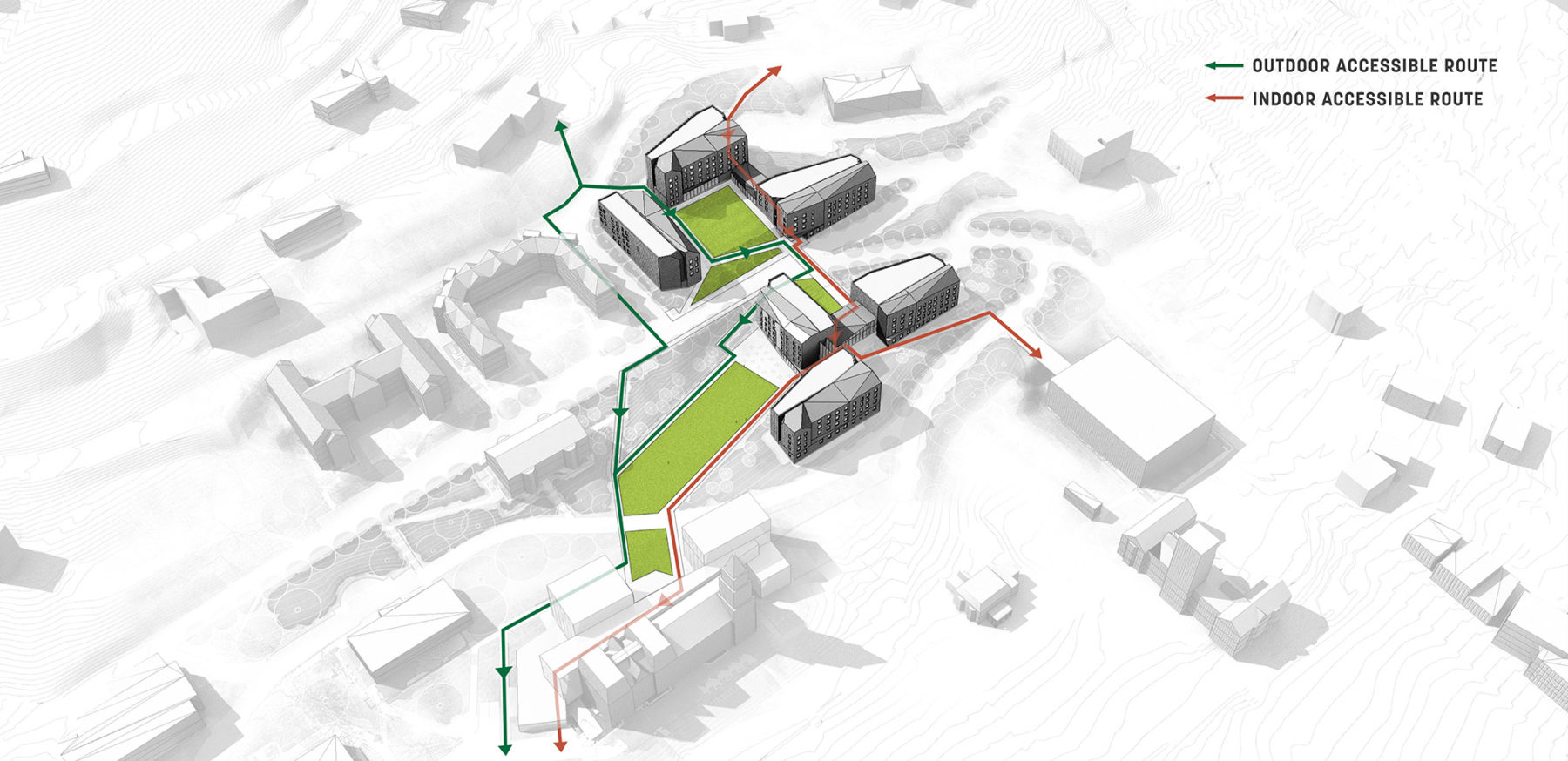 Aerial circulation diagram of the project